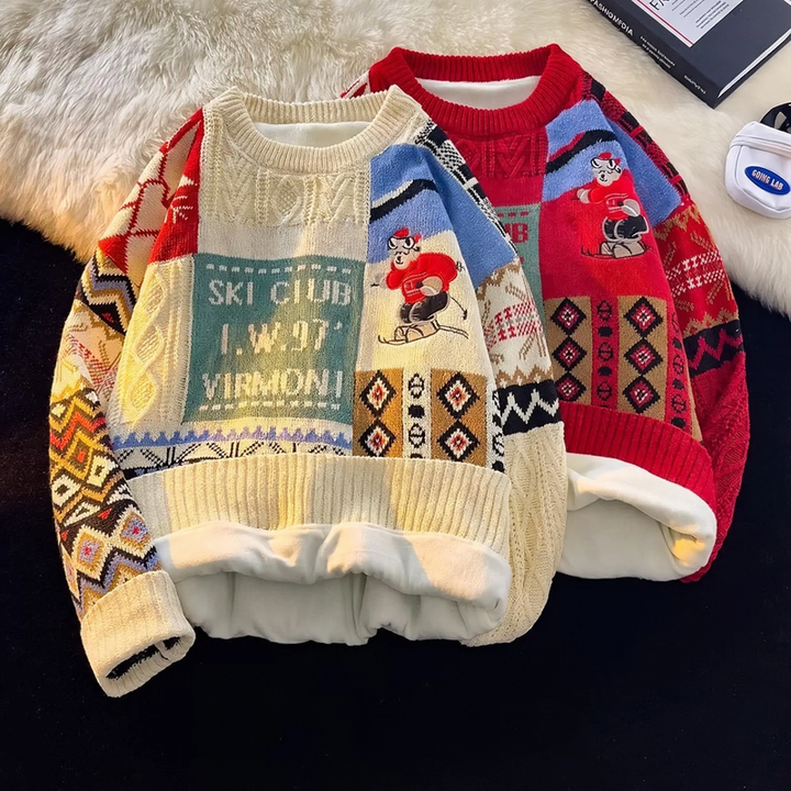 Padded knit sweater for men, Christmas design