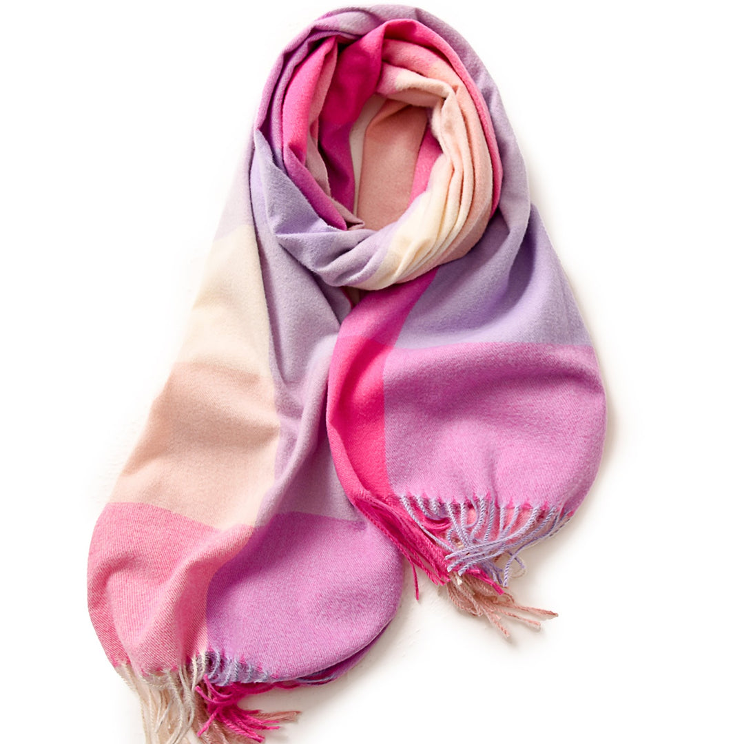 Large winter scarf with check pattern, 180 cm