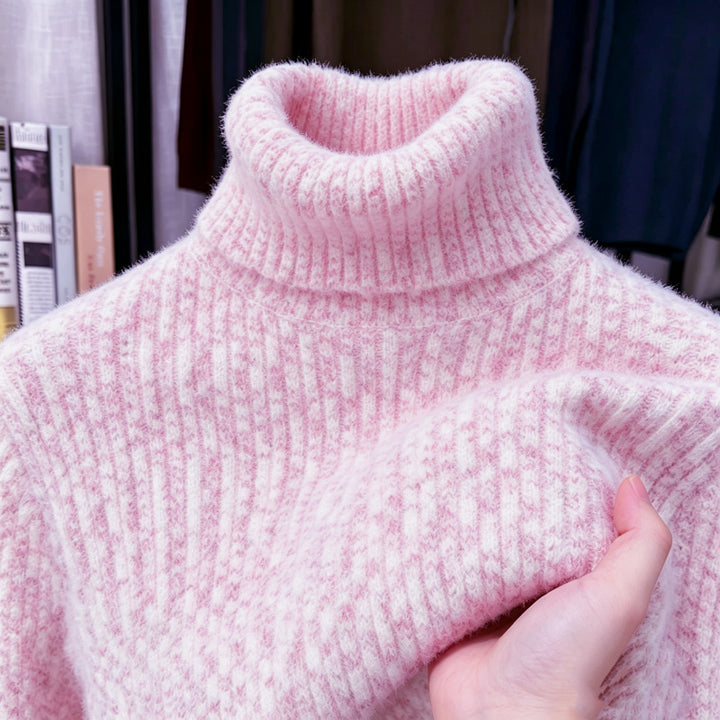 Men's turtleneck sweater with wool content and lining