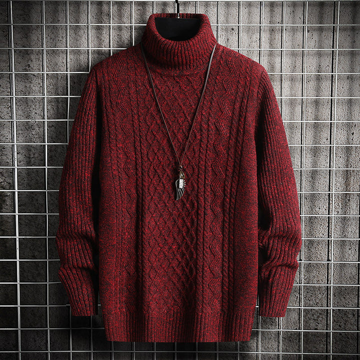 Men's sweater, turtleneck, diamond pattern, slim