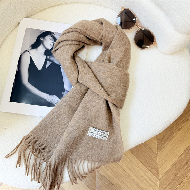 Wool scarf made of 100% wool with fringes, 180x30cm