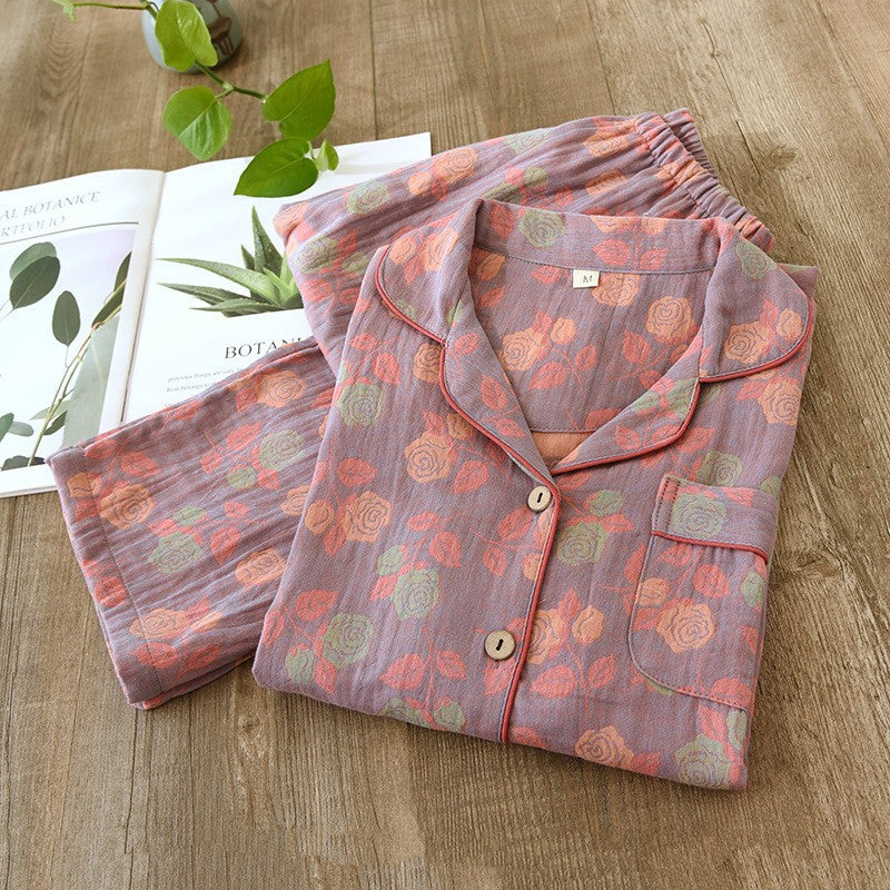 Women's pajamas made of cotton muslin with embroidery