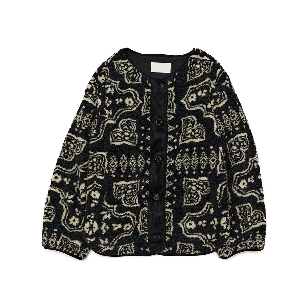 Women's plush jacket with round neck and pattern, model H9965