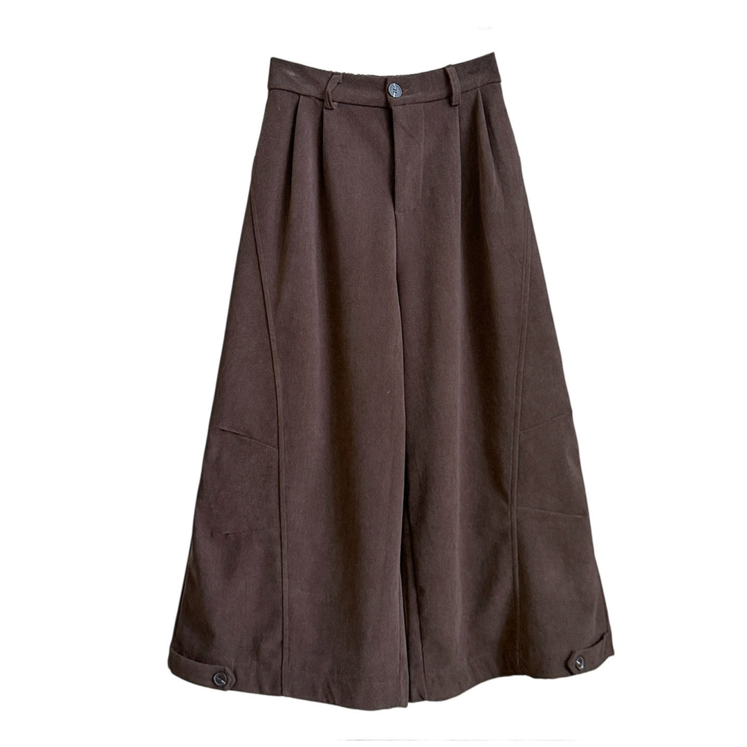 Women's corduroy pants, high-waisted, 7/8 length, wide fit