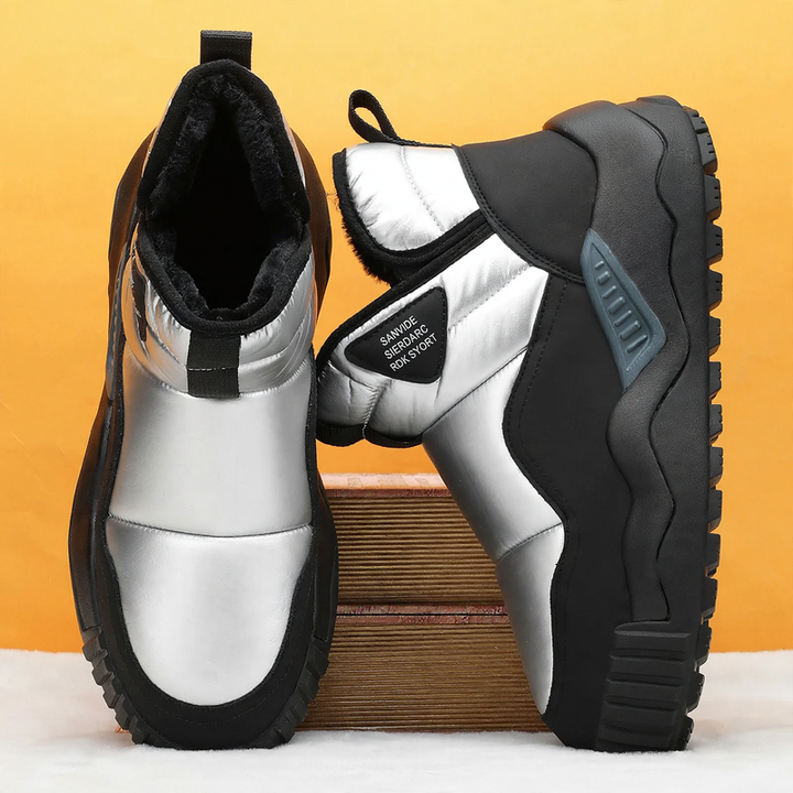 Padded men's winter boots, slip-resistant, slip-on