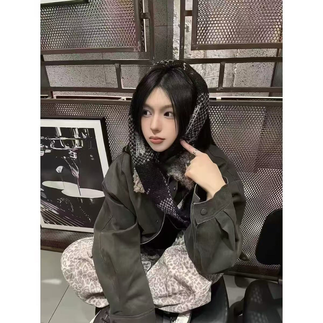 Checked knitted scarf in used look, 165 cm