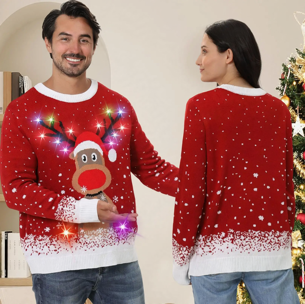 Christmas knitted sweater with jacquard pattern