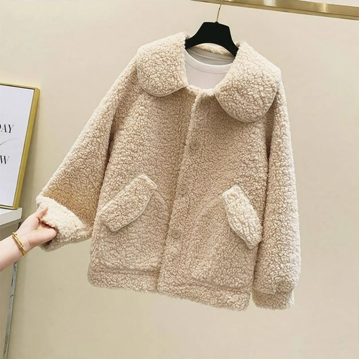 Fleece-lined lamb fleece imitation jacket, warm and comfortable