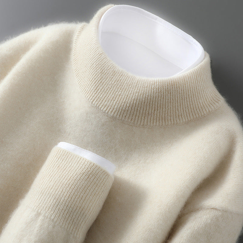 Men's wool sweater, half collar, knit, loose fit