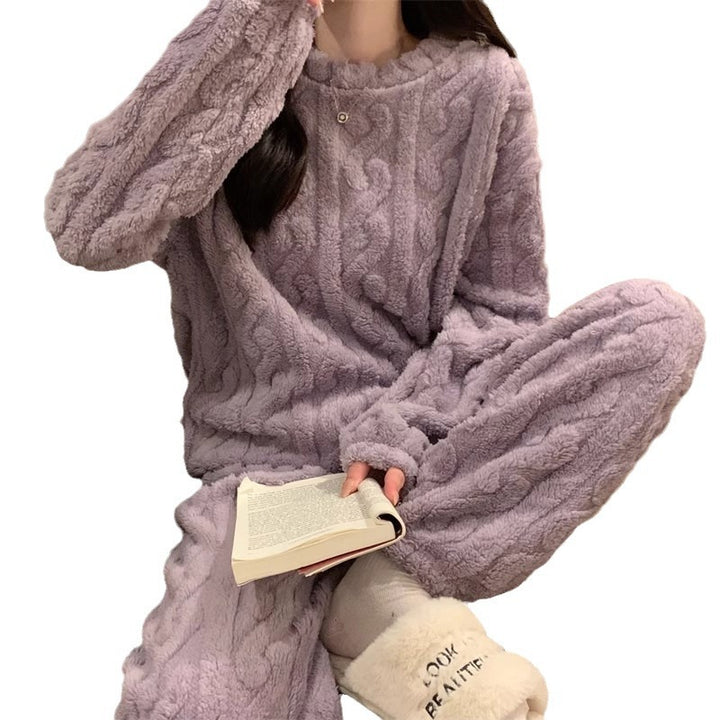 Fluffy Jacquard Loungewear Set for Couples