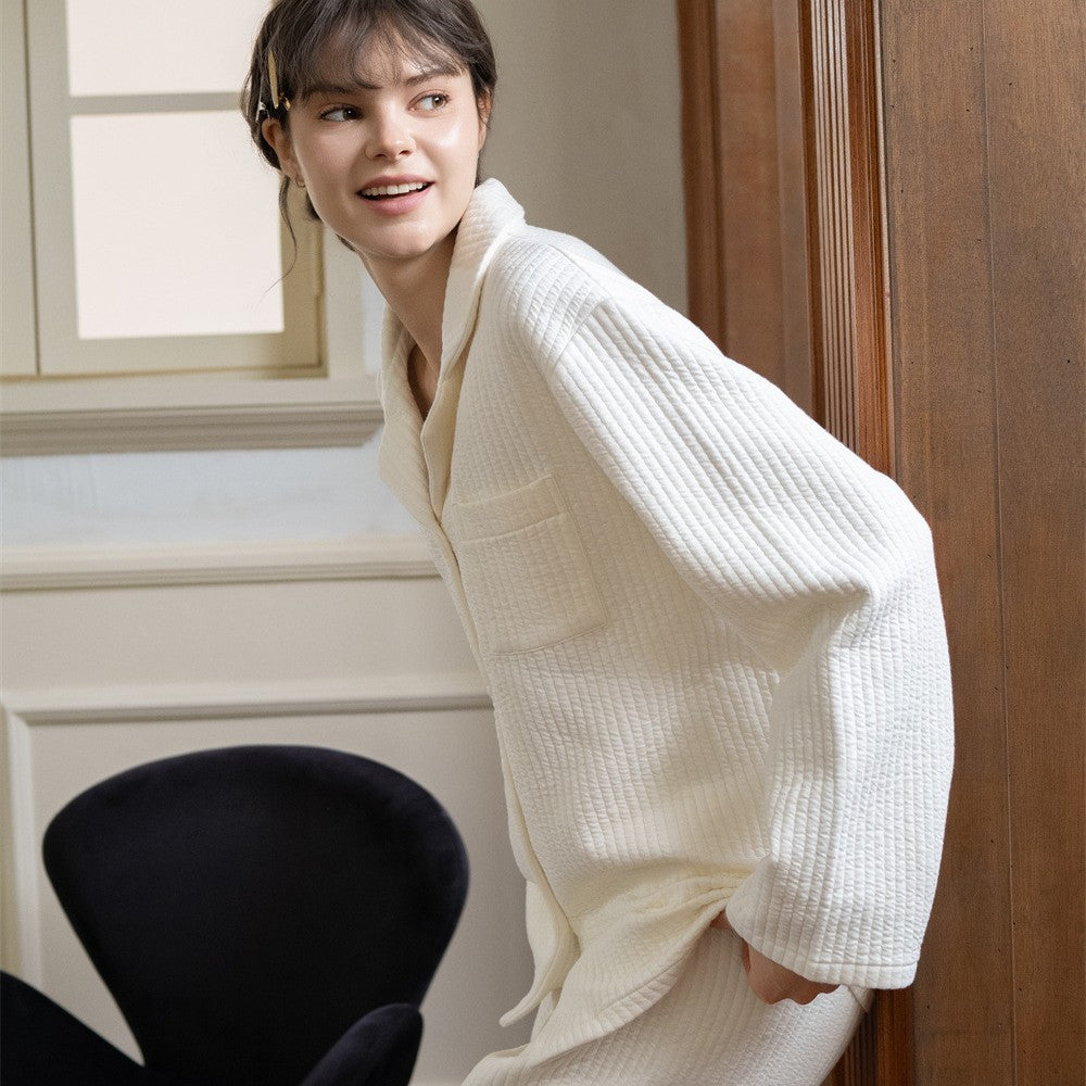 Cotton loungewear set for couples, long-sleeved