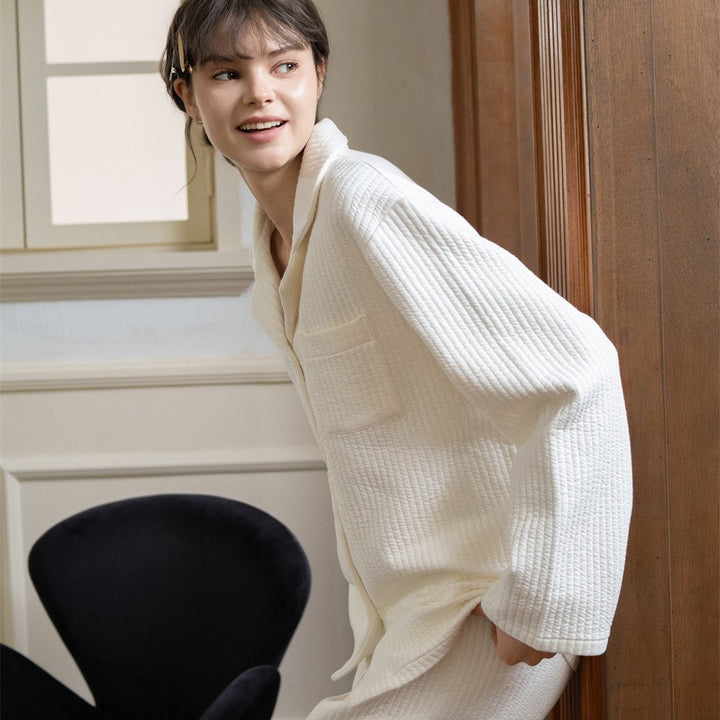 Cotton loungewear set for couples, long-sleeved