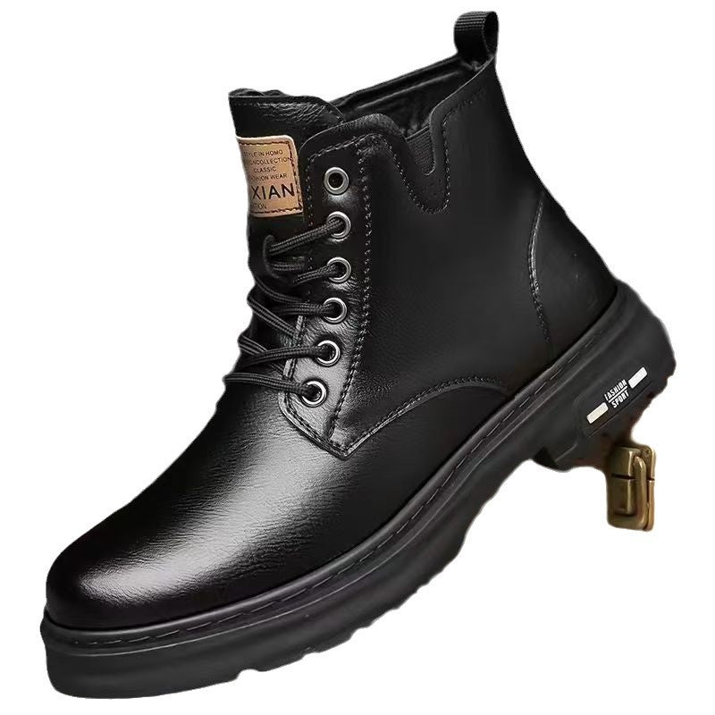 Men's boots made of cowhide, lined