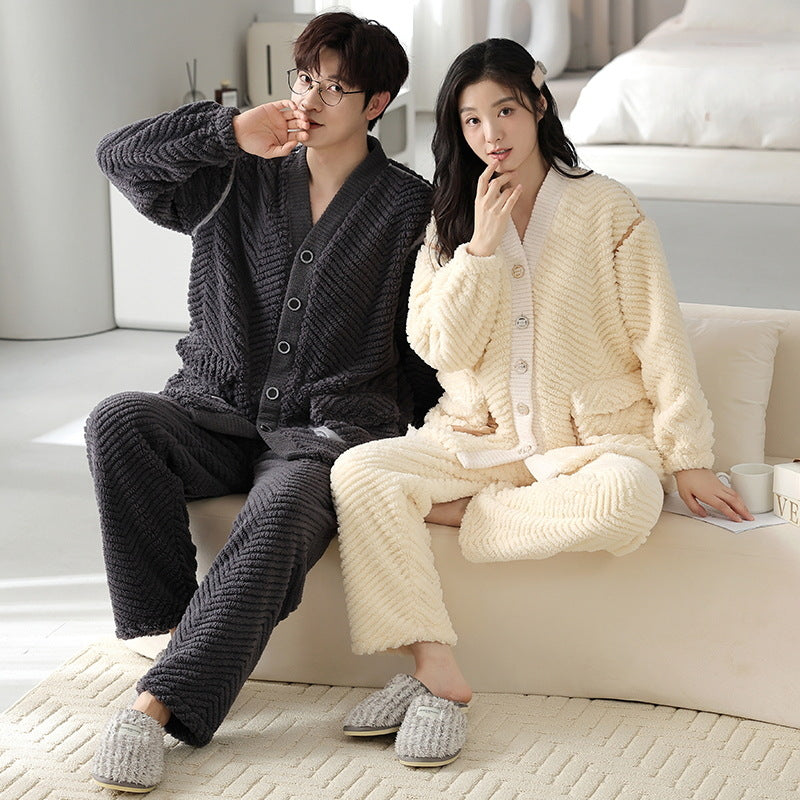 Fluffy flannel loungewear for couples