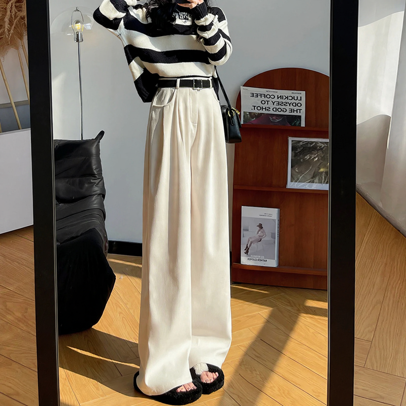 Women’s cord pants with wide leg, high waist