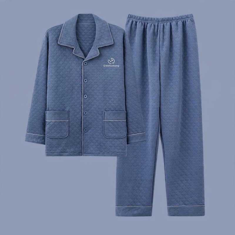 Men's pajamas, 3-layer, cotton, quilted