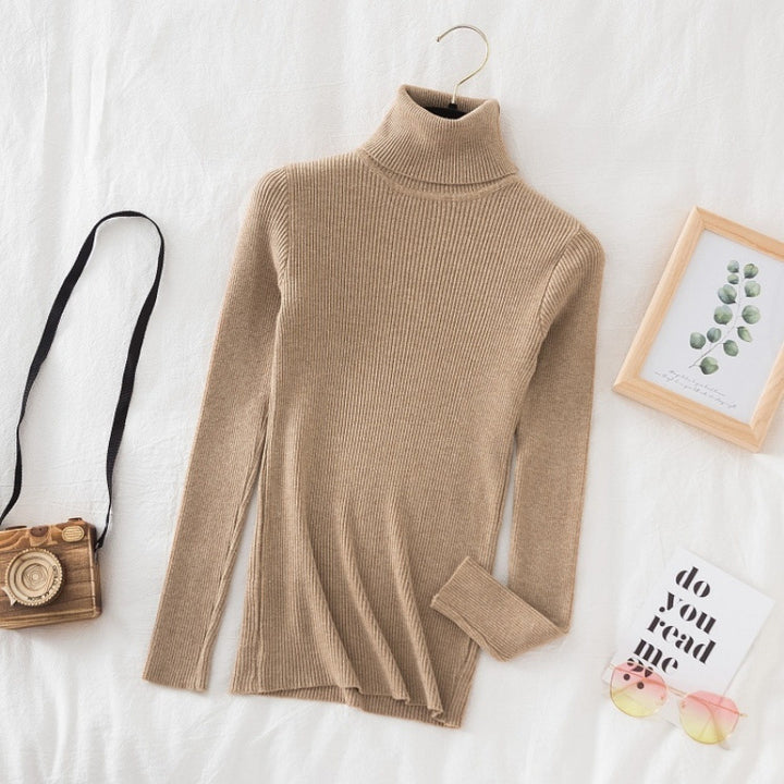 Ladies turtleneck sweater, long sleeve, knitted