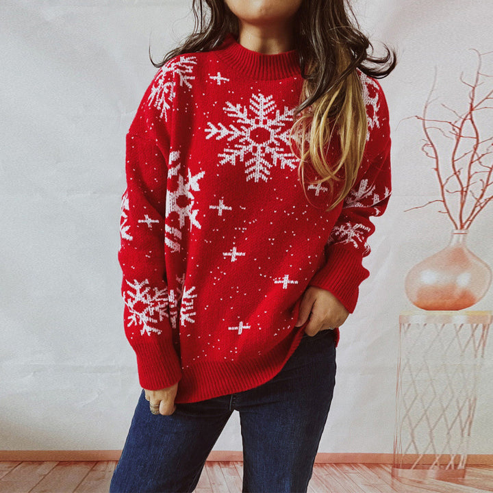 Women's knit sweater with 3D Christmas design