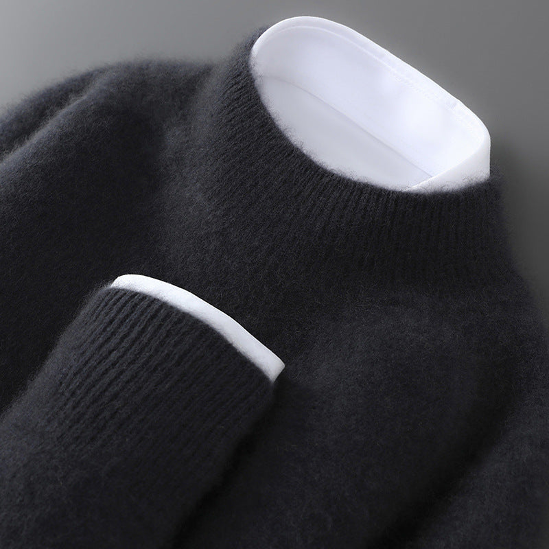 Men's pullover with stand-up collar made of 100% wool