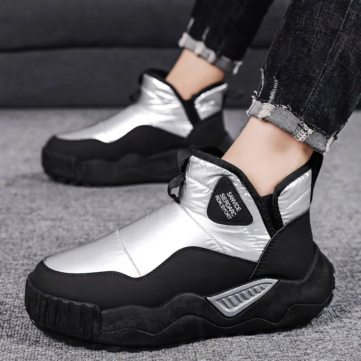 Padded men's winter boots, water-repellent, slip-resistant