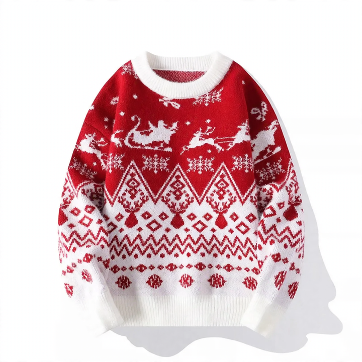 Knit pullover with round neck, floral pattern