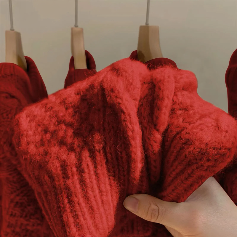Chunky knit sweater with cable pattern