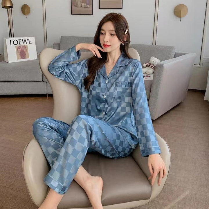 Women's pajamas, long, checked