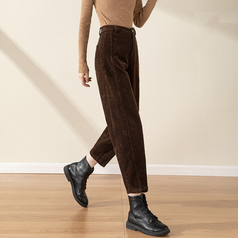 Women's Cord Trousers, high waisted, carrot shape