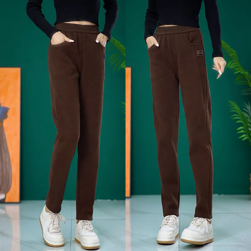 Women’s corduroy pants, lined, high waist