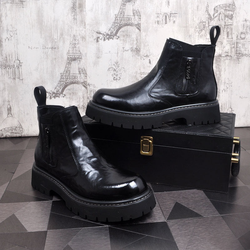 Men's Chelsea boots, lined, leather, for winter