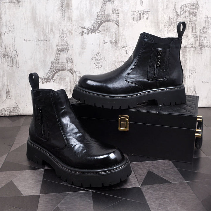 Men's Chelsea boots, lined, leather, for winter
