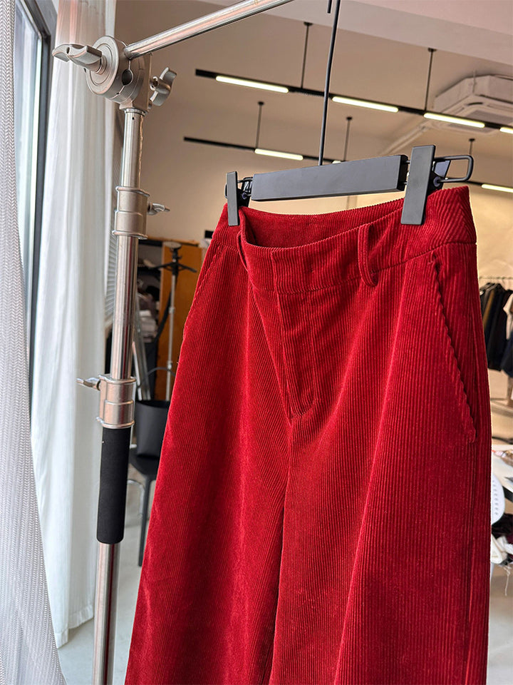 Women's corduroy pants, wide cut, straight fit
