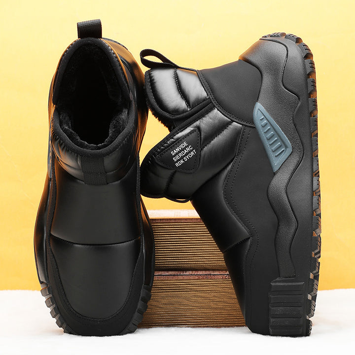 Padded men's winter boots, slip-resistant, slip-on
