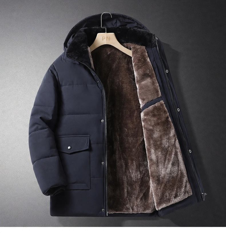 Padded winter jacket for men, removable hood
