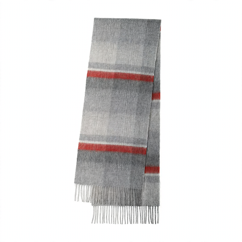 Checked scarf with fringes, 180x30cm