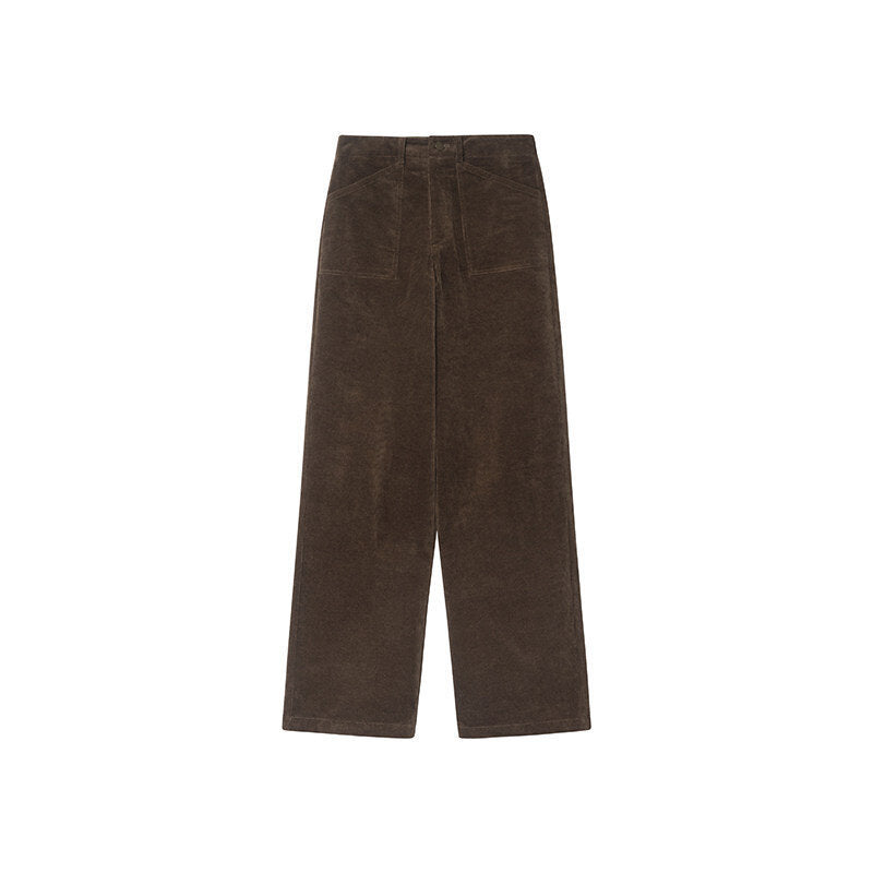 Elastic women's cord pants, straight cut