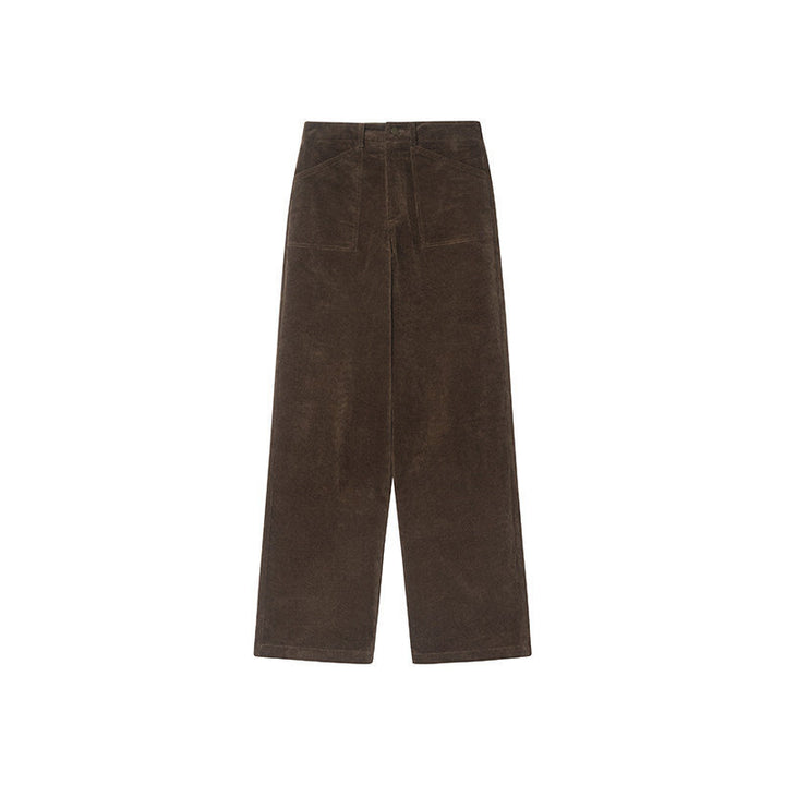 Elastic women's cord pants, straight cut