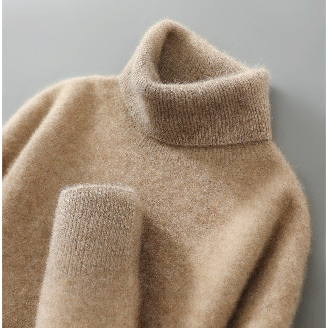 Men's wool sweater, roll neck, loose fit