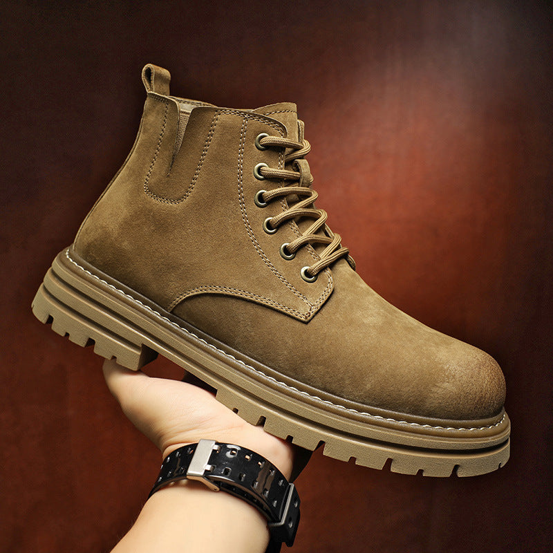 Fashionable men's leather boots in retro style