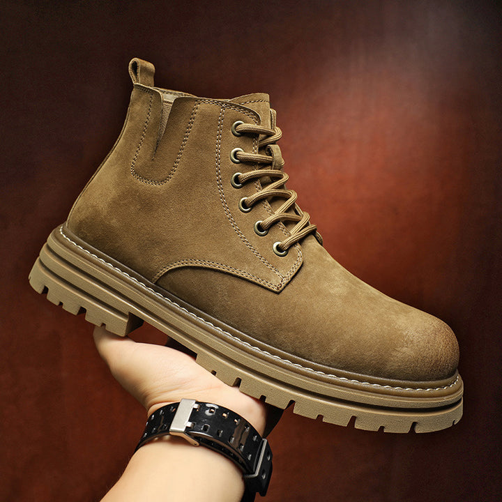 Fashionable men's leather boots in retro style