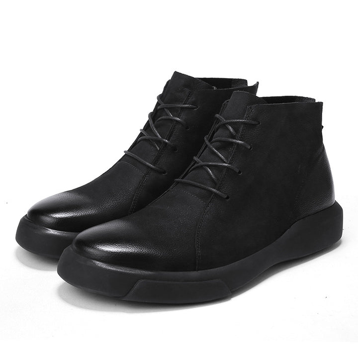Men's leather ankle boots, sturdy