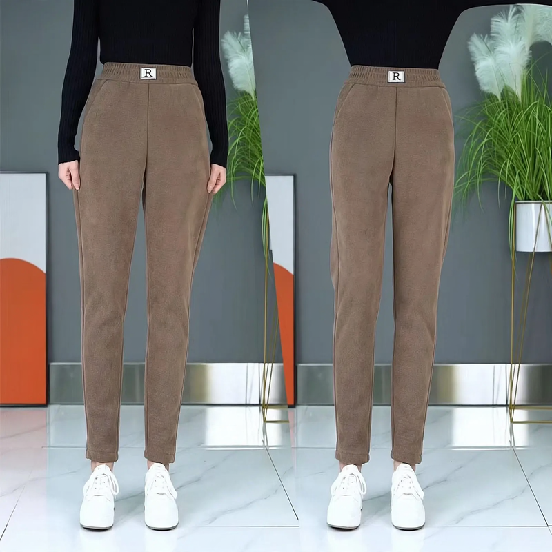 Women's casual pants, corduroy, lined, loose fit
