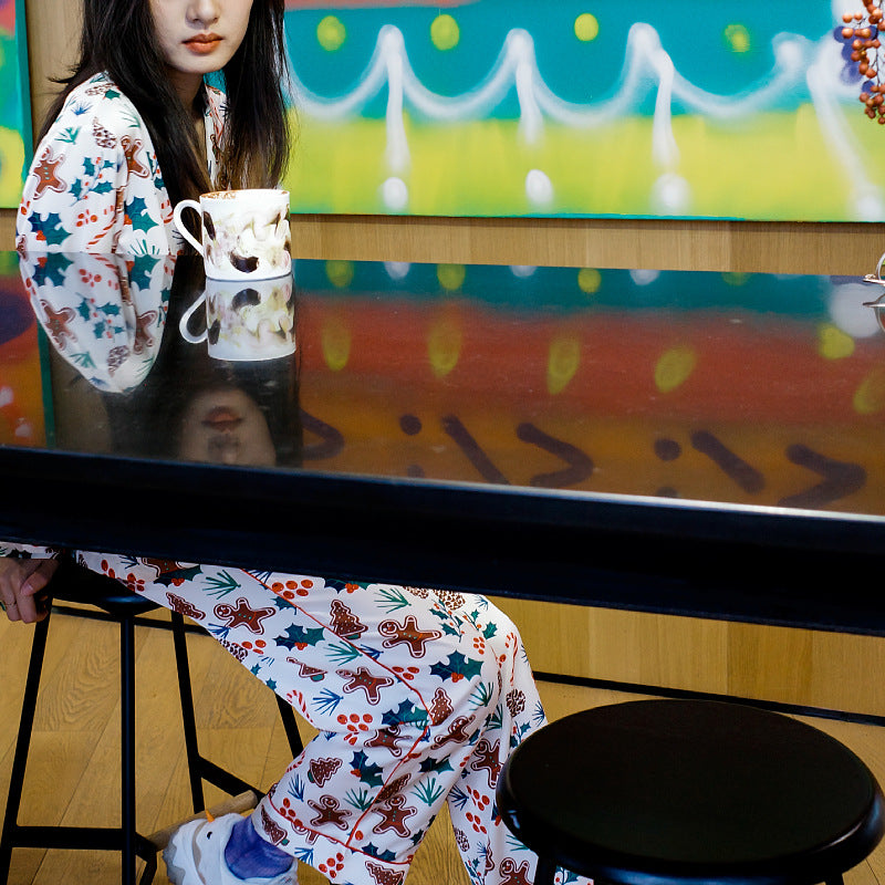 Women's Pajama Set, Silk Look, Long Sleeve, Christmas Design