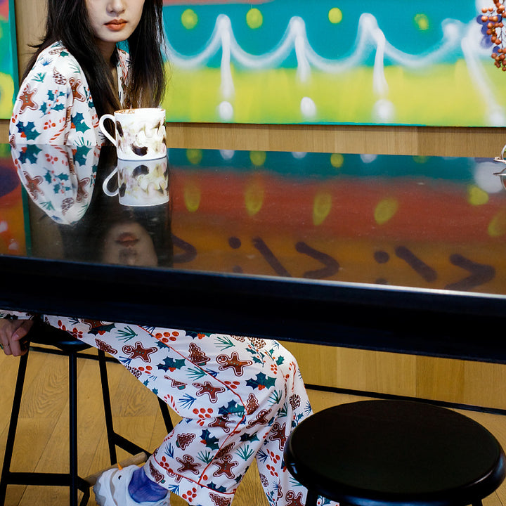 Women's Pajama Set, Silk Look, Long Sleeve, Christmas Design