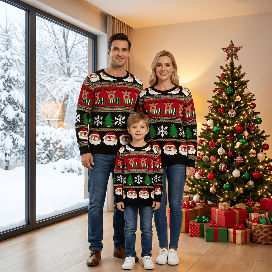 Christmas knit sweater, round neck, for the whole family