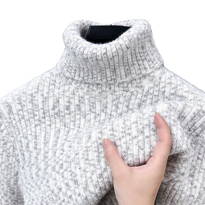 Men's turtleneck sweater with wool content and lining