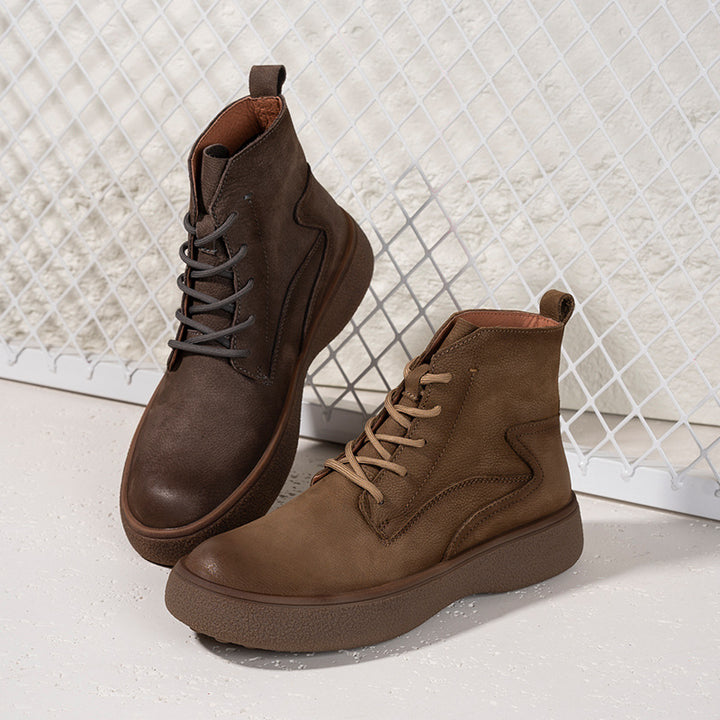 Men's leather boots, lined, classic