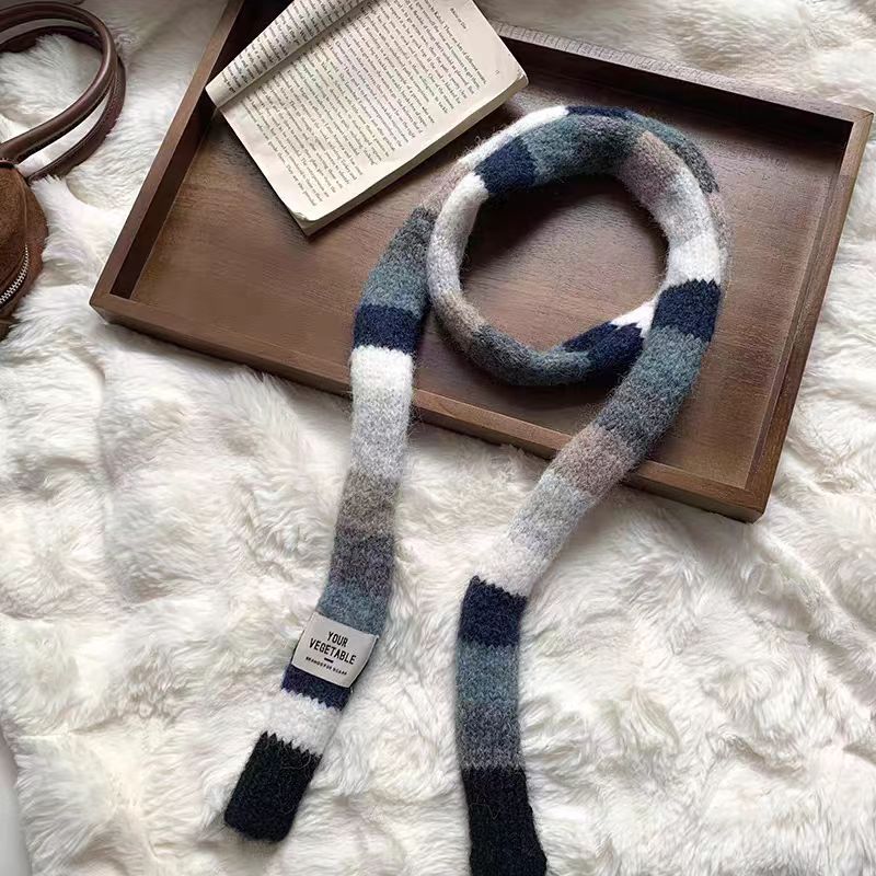 Narrow scarf with color stripes, 170x10cm