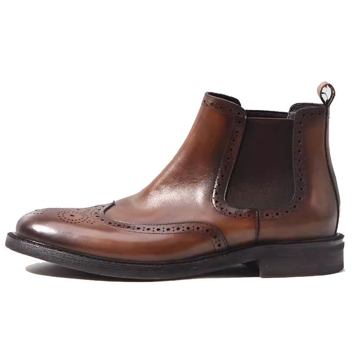 Men's Chelsea boots made of genuine leather with platform
