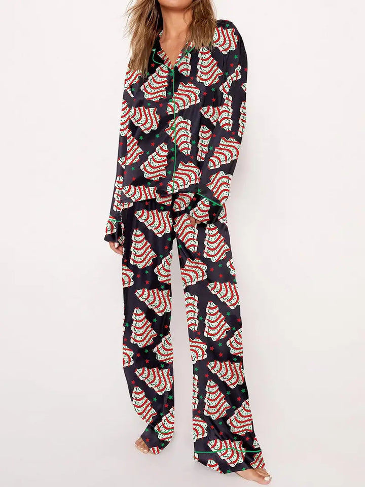 Women’s Pajamas with Christmas Design, Long Sleeve, Set
